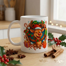 Süße 3D-Rentier-Weihnachts-Kaffeetasse