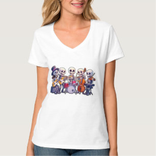 Süße 3D-Skelett-Musikband – Bezauberndes Cartoon-K T-Shirt
