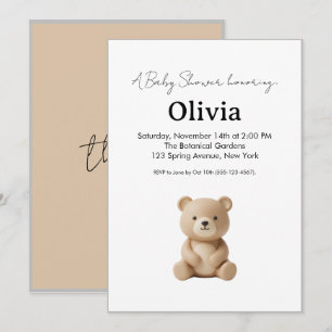 Süße 3D-Tonbär-Neutral-Babyparty-Einladung Einladung