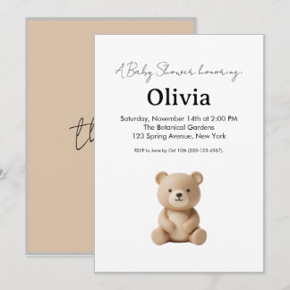 Süße 3D-Tonbär-Neutral-Babyparty-Einladung Einladung