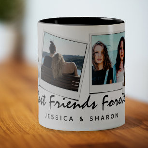 Süße 4-Foto- Best Friends Forever & Name Zweifarbige Tasse