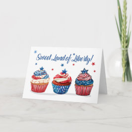 Süße 4. Juli Freiheit mit Patriotischen Cupcakes Karte