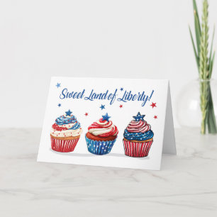 Süße 4. Juli Freiheit mit Patriotischen Cupcakes Karte