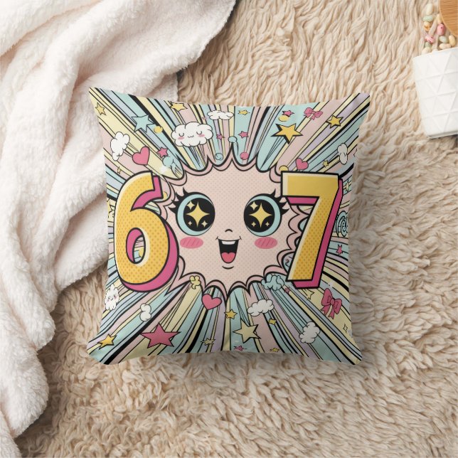 Süße 6 7 Brainrot Chibi Anime Kissen (Decke)