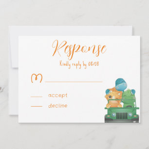 Süße Abenteuer-Dinosaurier-Baby-Shower-RSVP-Karten Einladung