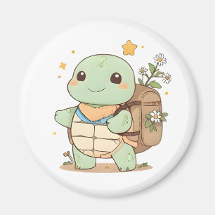 Süße Abenteuer-Schildkröte Reisende Kawaii-Design Magnet