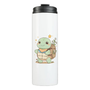 Süße Abenteuer-Schildkröte Reisende Kawaii Design Thermosbecher
