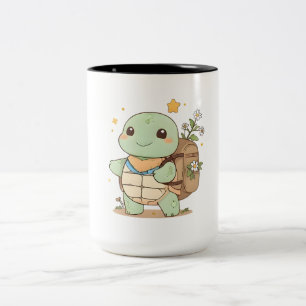 Süße Abenteuer-Schildkröte Reisende Kawaii Design Zweifarbige Tasse
