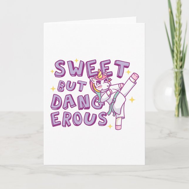 Süße, aber gefährliche Karate Unicorn Karte (Vorderseite)