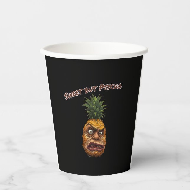 Süße, aber psycho Ananas Pappbecher (Vorderseite)
