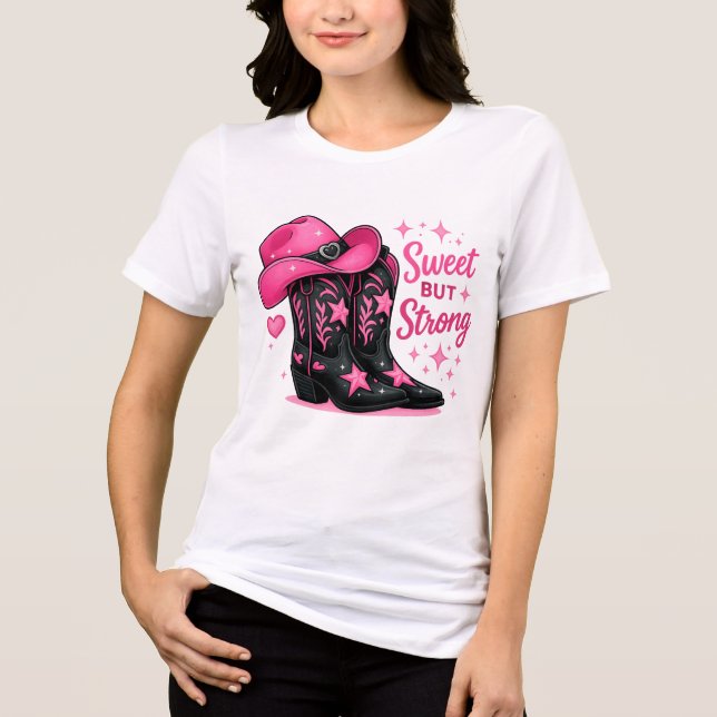 Süße, aber starke Gestaltung der rosa Cowgirl Tri-Blend Shirt (Vorderseite)