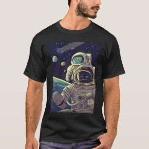 Süße abstrakte Katzen im Weltraum T-Shirt