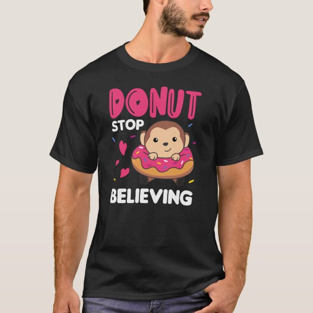 Süße Affen in Donut Pink T-Shirt (Vorderseite)