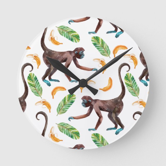 Süße Affen juggling Bananen Runde Wanduhr (Vorderseite)