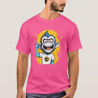 süße Affenillustration Tier Cartoon Charakter T-Shirt
