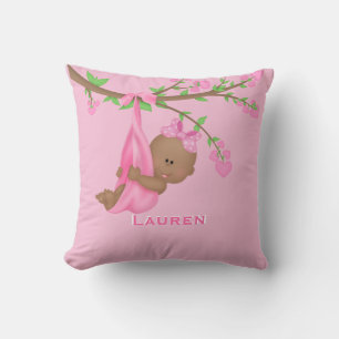 Süße afroamerikanische Baby Mädchen Rosa Personali Kissen