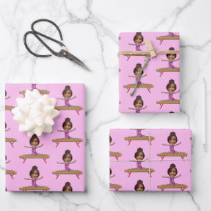 Süße afroamerikanische Turnen-Foto-Anpassung Geschenkpapier Set