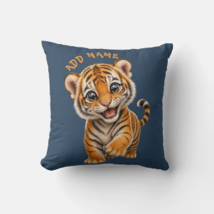 Süße aktive Baby-Tier-Sammlung Tiger Dunkelblau Kissen