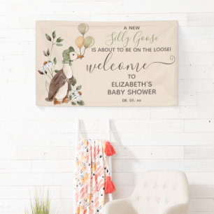 Süße alberne Gans Junge Mädchen Baby Shower Willko Banner