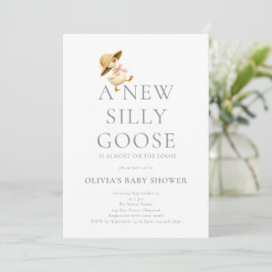 Süße alberne Gans Pink Grau Baby Shower Einladung