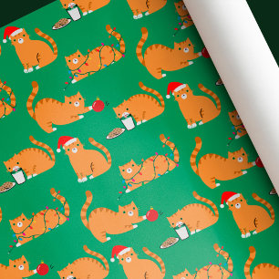 Süße alberne orange getigerte Katzen Weihnachten Geschenkpapier