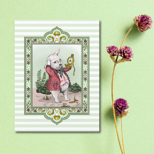Süße Alice im Wunderland späte weiße Kaninchen Kun Postkarte