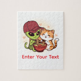 Süße Alien-Katzen-Ramen Kawaii-Kunst