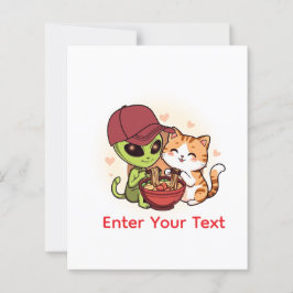 Süße Alien-Katzen-Ramen Kawaii-Kunst