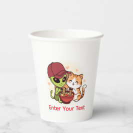 Süße Alien-Katzen-Ramen Kawaii-Kunst Pappbecher