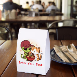 Süße Alien-Katzen-Ramen Kawaii-Kunst Tischaufsteller