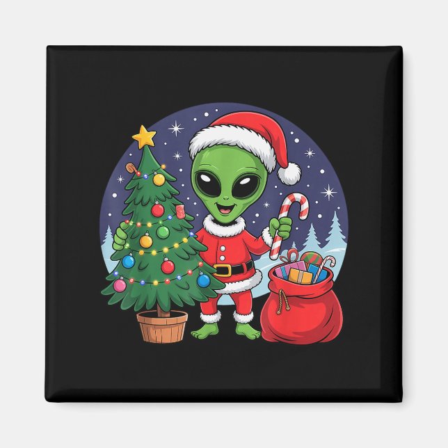 Süße Alien-Weihnachtsbaumlichter Weihnachten Feier Magnet (Vorne)