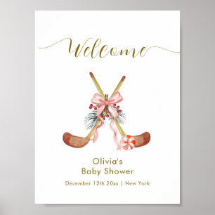 Süße All-Stars-Bow-Hockey-Girl-Baby-Shower-Willkom Poster