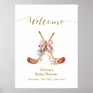 Süße All-Stars-Bow-Hockey-Girl-Baby-Shower-Willkom Poster