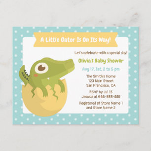 Süße Alligator-in-Ei-Jungen-Baby-Shower-Einladunge Einladung