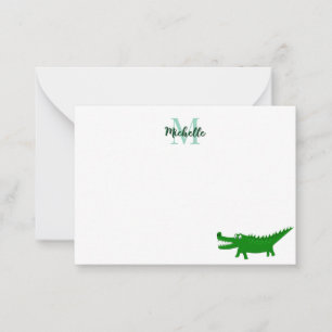 Süße Alligator-Zeichnung, liniert und personalisie Mitteilungskarte