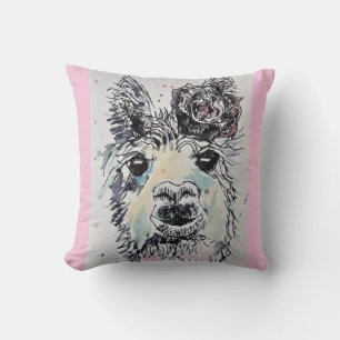 Süße Alpacca Lama Aquarell Kunst Baby Kissen