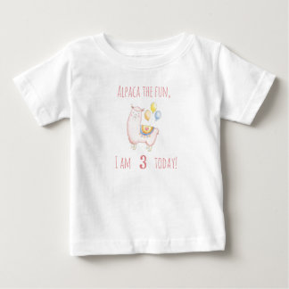 Süße Alpaka mit Ballon Schmetterlingsrosa Kinderge Baby T-shirt