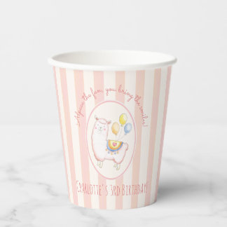 Süße Alpaka mit Luftballon Blush Rosa Kindergeburt Pappbecher