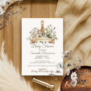 Süße Alpakas Botanisches Band Baby Shower Einladung