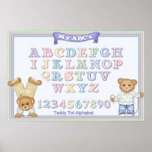 Süße Alphabet-Spaß-Teddybären Poster