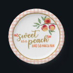 Süße als Pfirsichplatte - Gingham Pappteller<br><div class="desc">Perfekter Artikel,  um jedes Süßes als PfirsichParty zu ergänzen!</div>