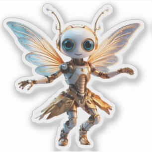 Süße Ameisen-Mädchen tanzender Roboter Pixie Aufkleber