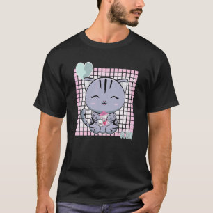 Süße American Shorthair Katze Erdbeer Milchshake T-Shirt