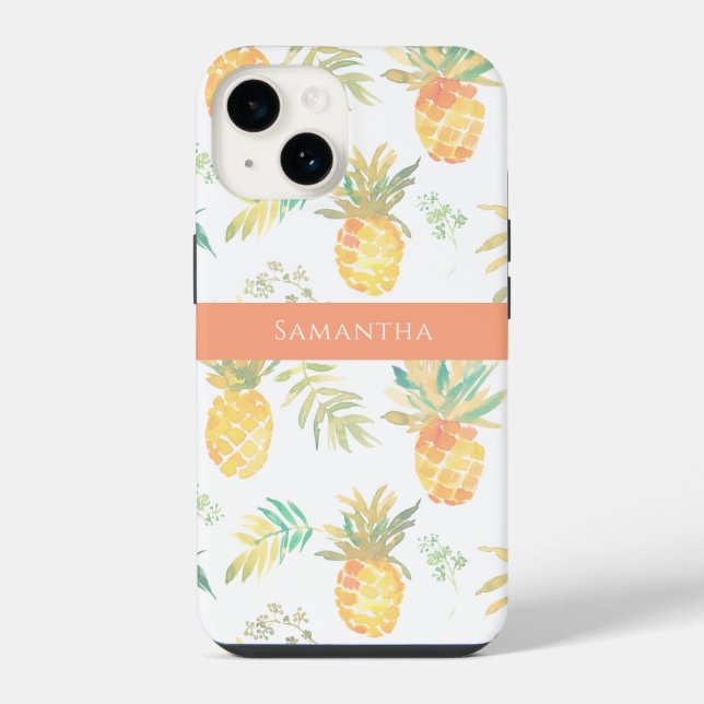 Süße Ananas Sommer Muster Name  iPhone 14 Hülle (Rückseite)