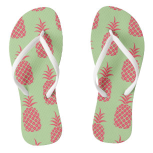 Süße Ananas-Tropenfrucht-Muster-Korallen-Grün Flip Flops