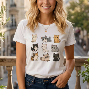 Süße Anbetungswürdige Kawaii Katzen Kätzchen Weiße T-Shirt