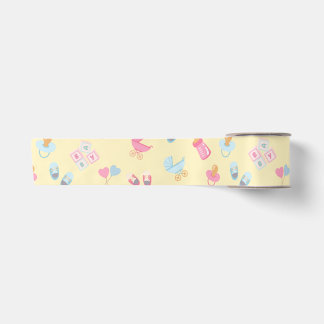 Süße Anfänge Baby-Geschenkpapier – Mattes Finish Satinband