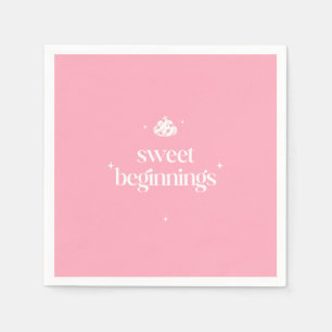 Süße Anfänge Rosa und weiße Mädchen-Baby-Party Serviette