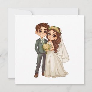 Süße Anime-Braut und Bräutigam Hochzeitseinladung  Einladung