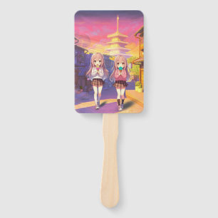 Süße Anime-Eiscreme-Mädchen Fächer